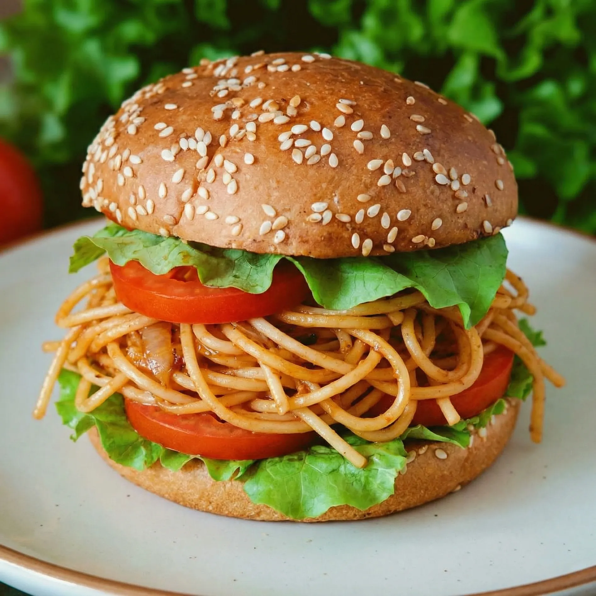 Aloo Tikki Noodle Paneer Burger - fusion street food at Fresh Homemade Tiffin Service Edmonton
